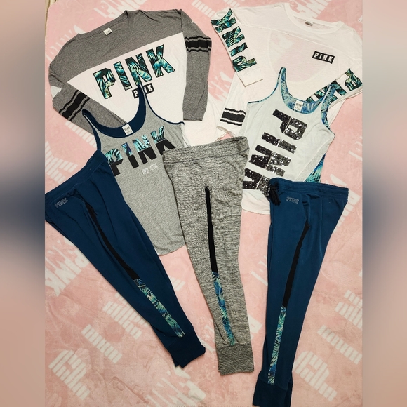 #264 VS Pink 7 PIECE Floral Set 💙🌿💚 - Picture 1 of 15